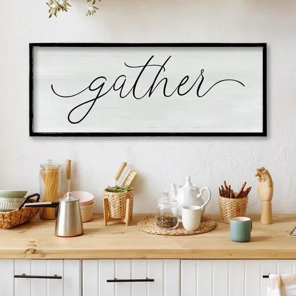 Dining Room Wall Decor Gather Sign 32×12 for Home Kitchen Cozy Family Reunion